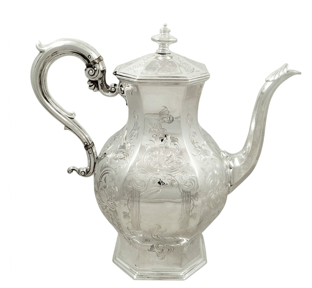Antique Early Victorian Sterling Silver 3 Pint Coffee Pot 1841 View IX