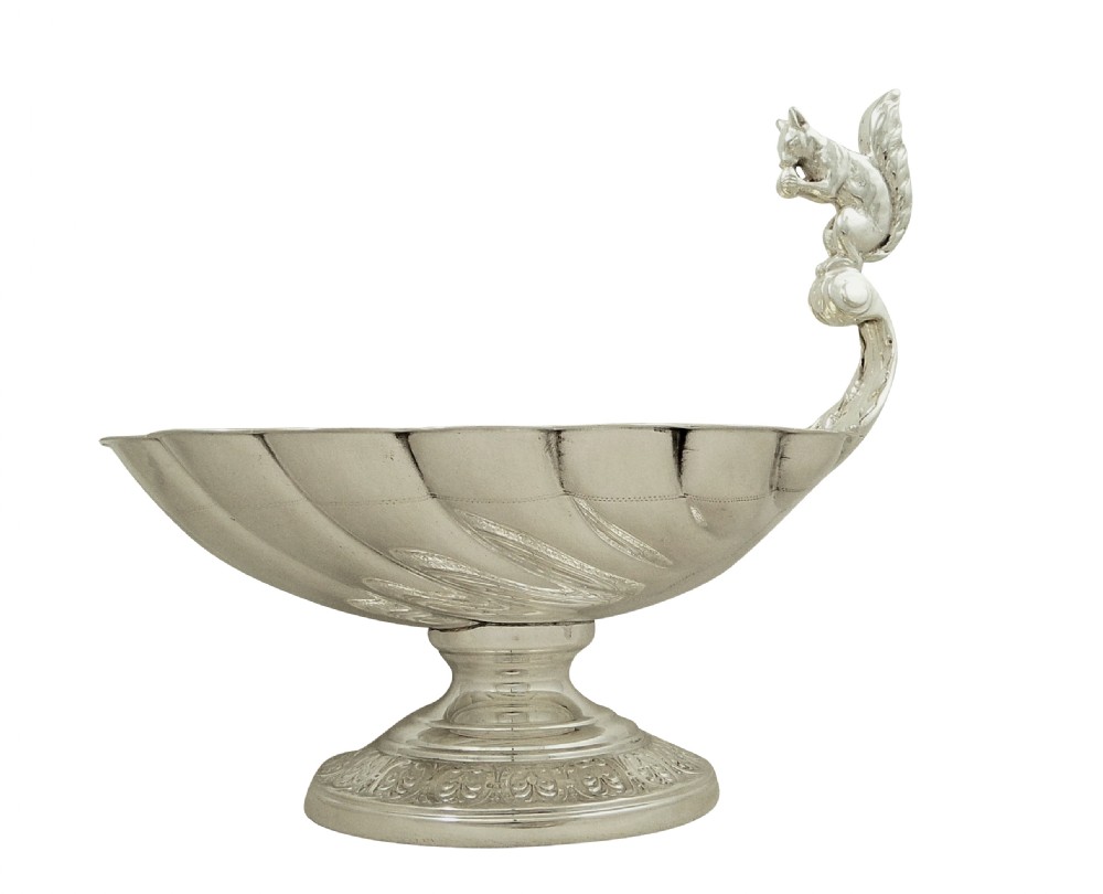 Antique Silver Plated Squirrel Nut Dish / Bowl c1900 View VI