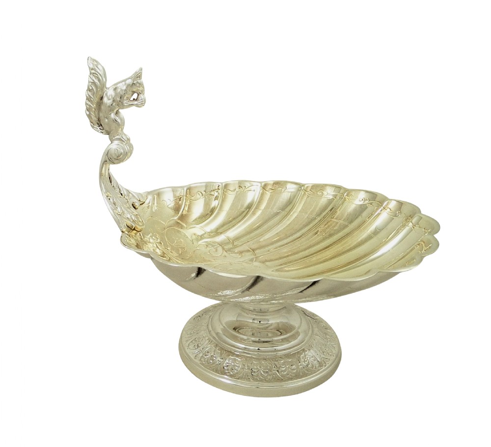 Antique Silver Plated Squirrel Nut Dish / Bowl c1900 View VIII