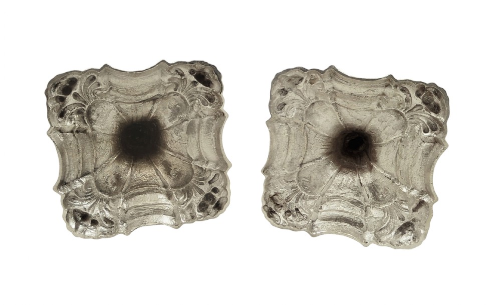 Pair of Antique Georgian Cast Sterling Silver Candlesticks 1756 View IV