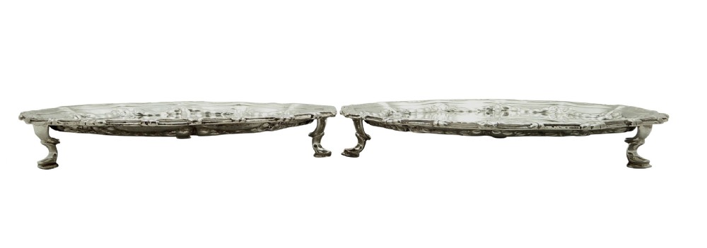 Pair of Antique Georgian Sterling Silver Card Trays - Lion Crest - 1773 View VI