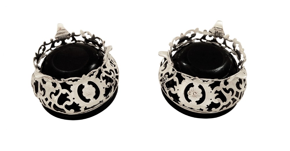 Pair of Antique Victorian Sterling Silver Salts 1889 View VI