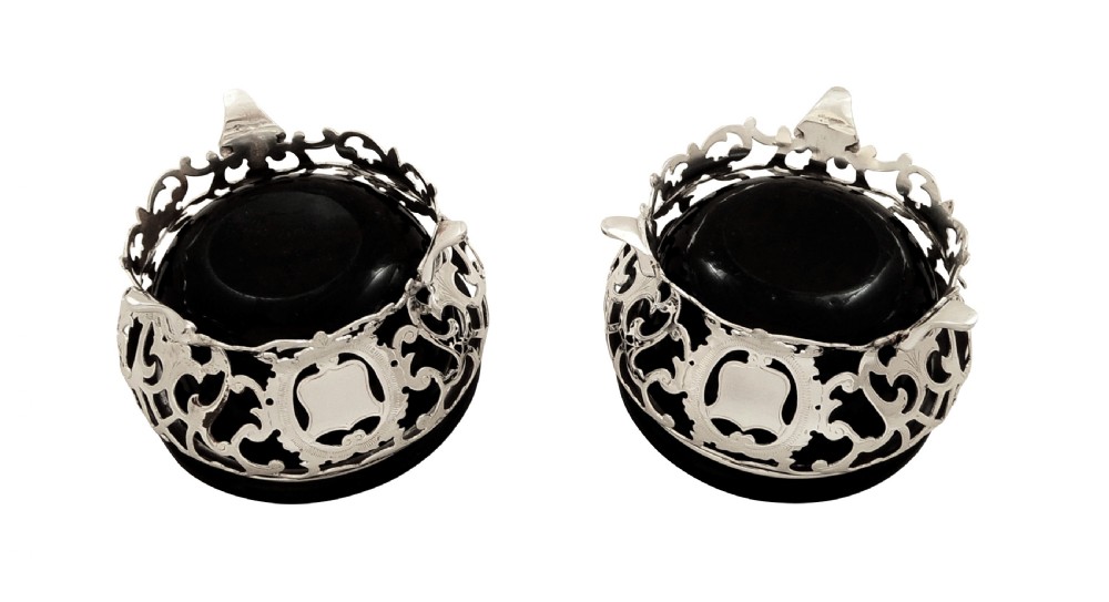 Pair of Antique Victorian Sterling Silver Salts 1889 View VIII