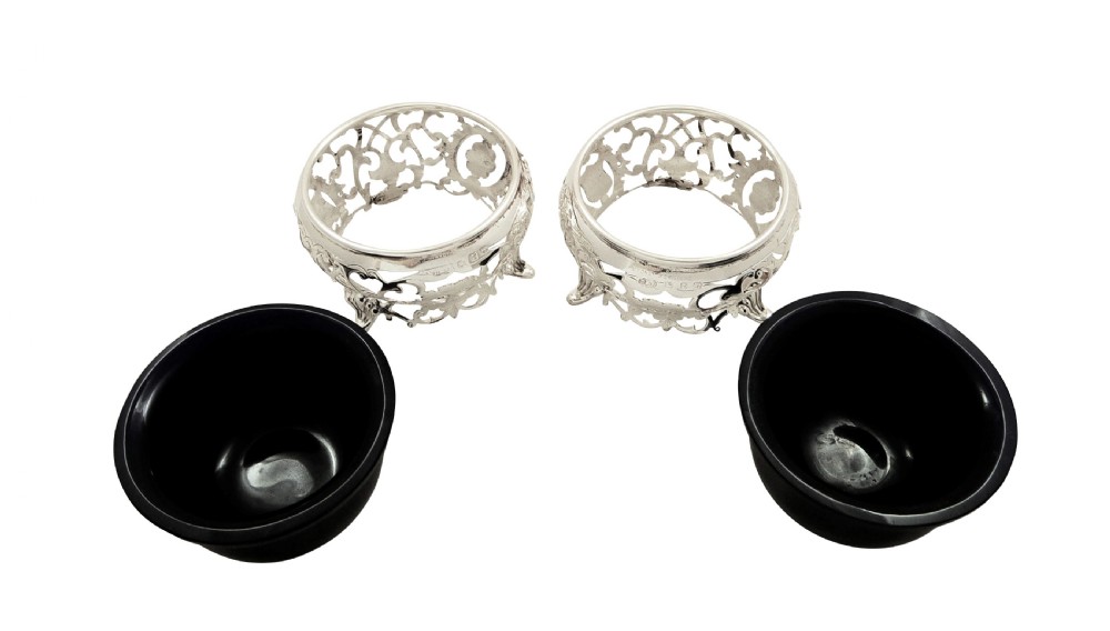 Pair of Antique Victorian Sterling Silver Salts 1889 View IX
