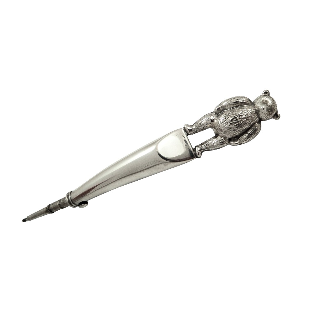 Antique Edwardian Sterling Silver Bear Propelling Pencil 1909