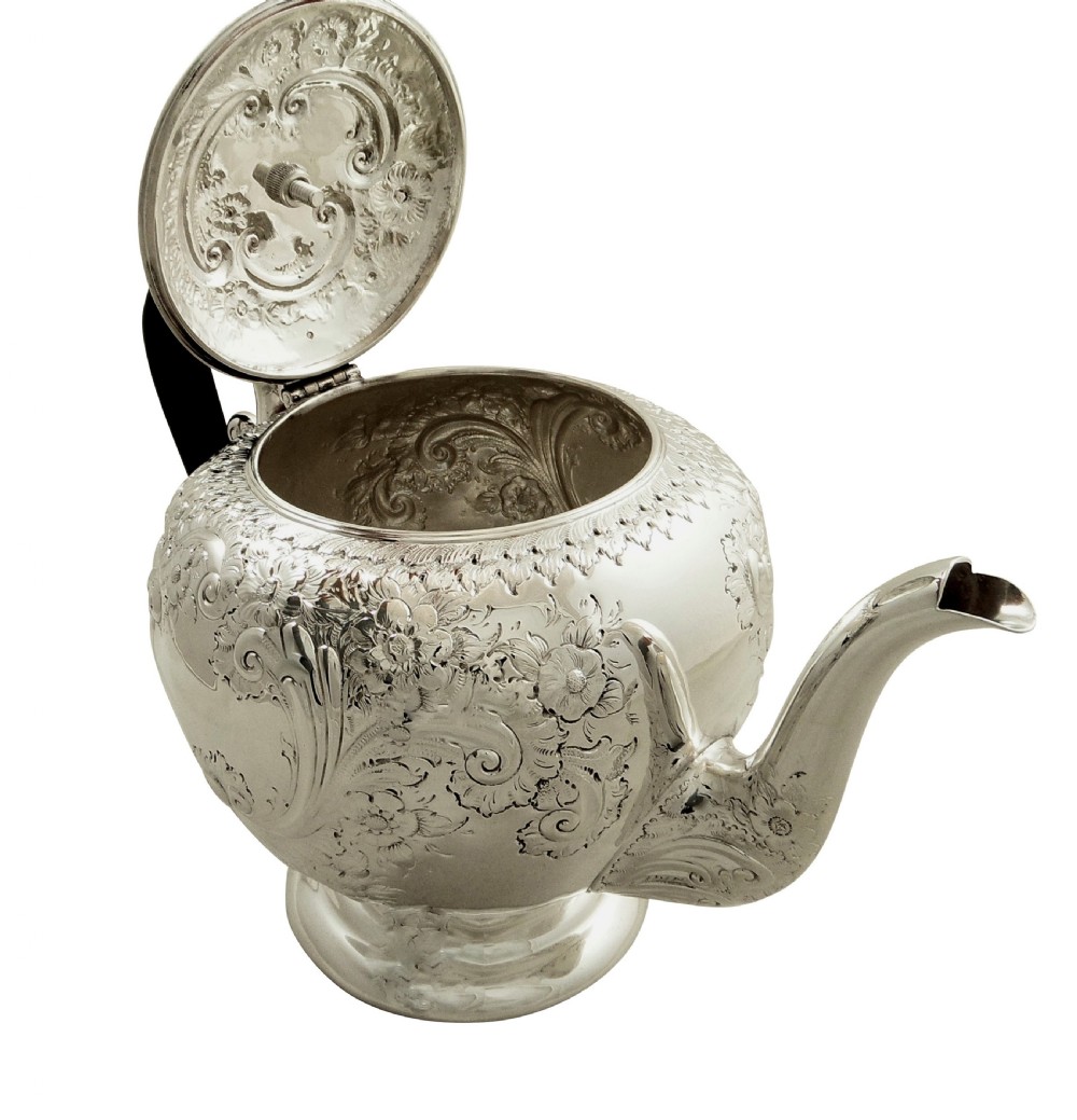 Antique Victorian Sterling Silver Teapot 1896 View II