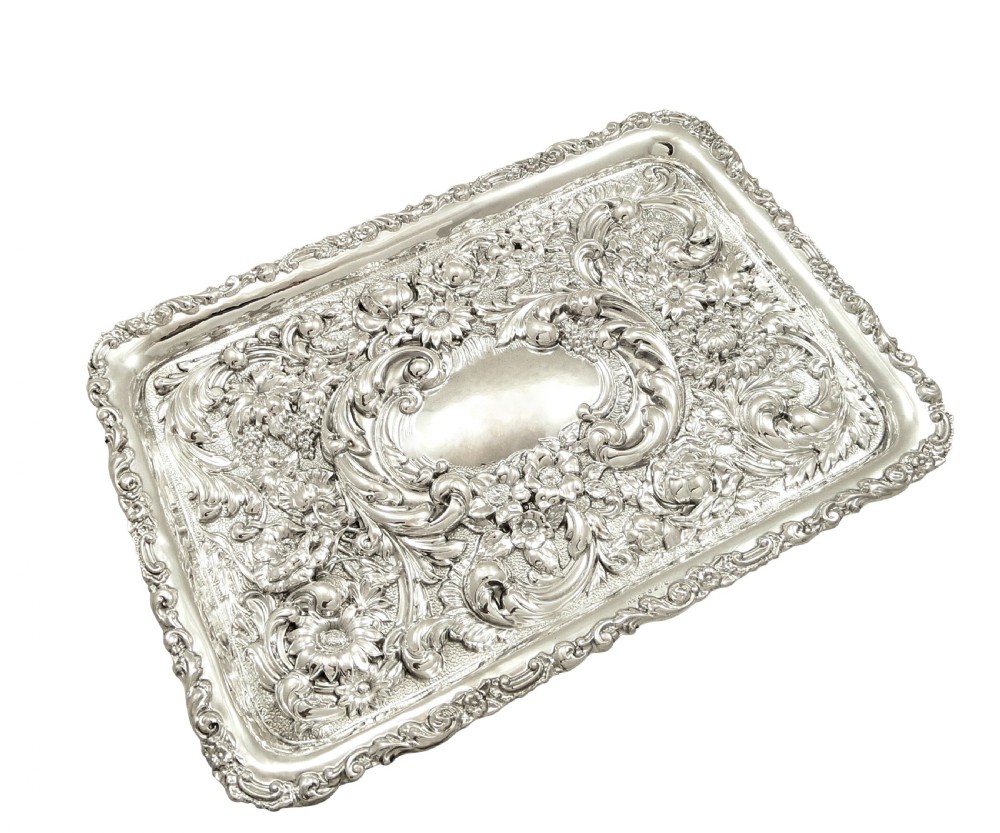 Antique Edwardian Sterling Silver Dressing Tray 1905 View III