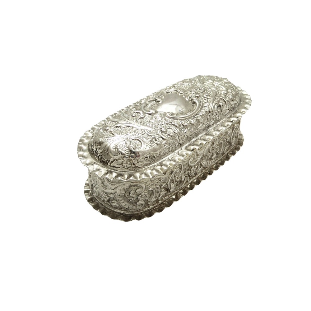 Antique Victorian Sterling Silver Ring Box 1895