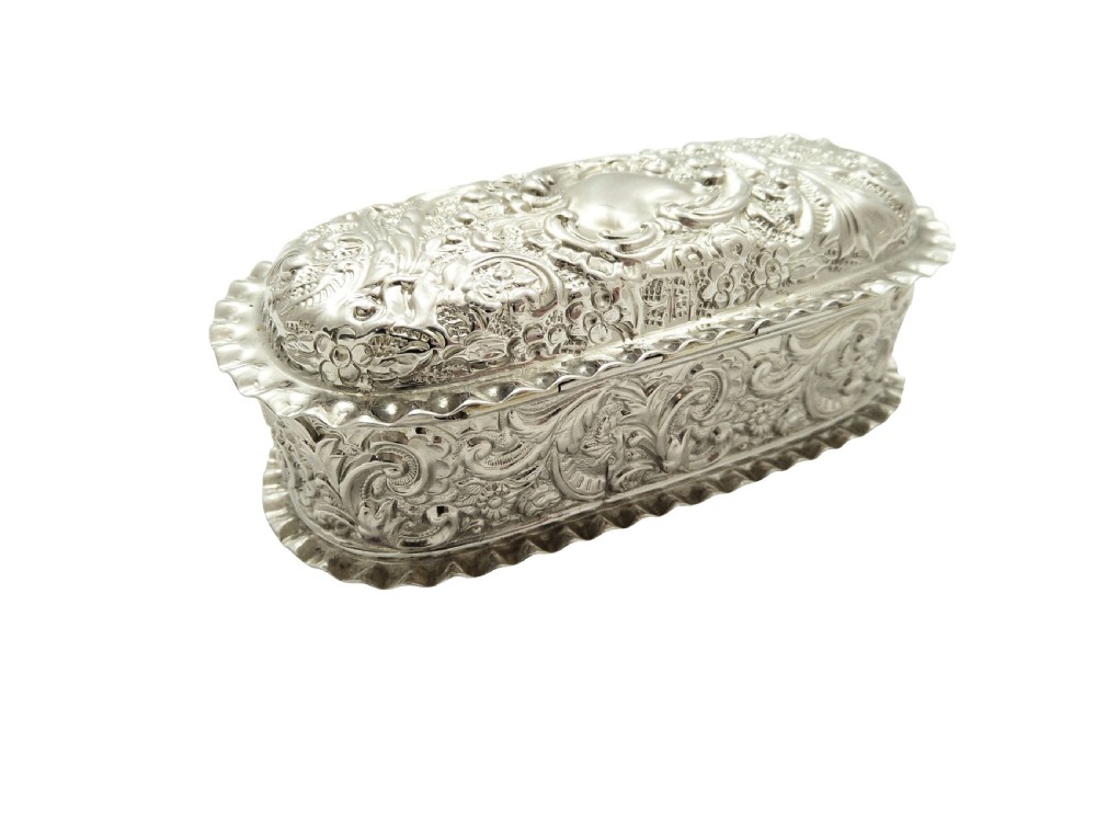 Antique Victorian Sterling Silver Ring Box 1895 View VI