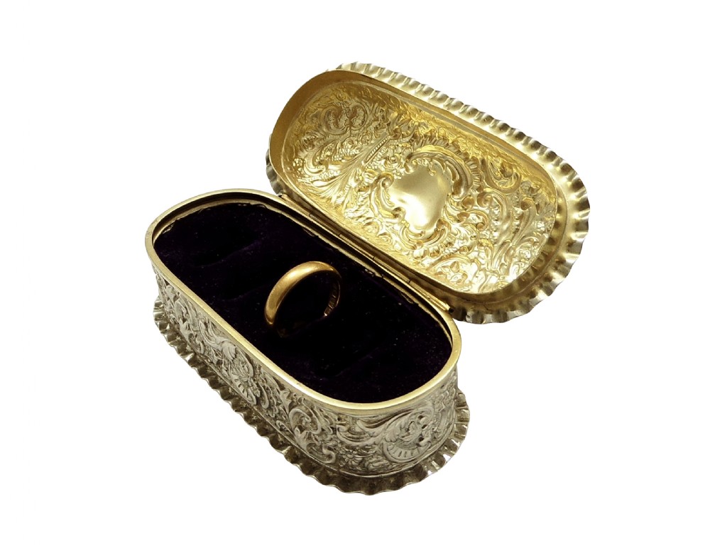 Antique Victorian Sterling Silver Ring Box 1895 View VII