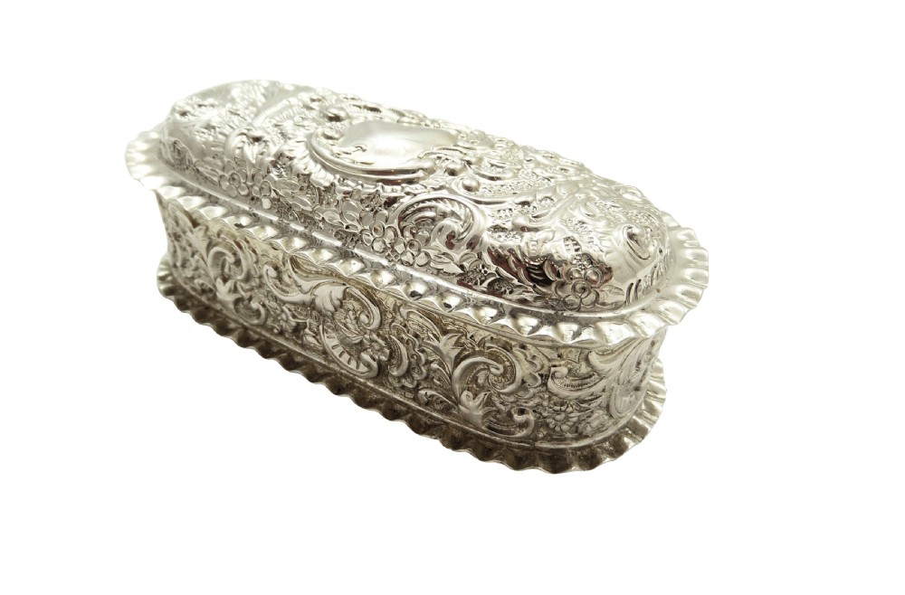 Antique Victorian Sterling Silver Ring Box 1895 View VIII