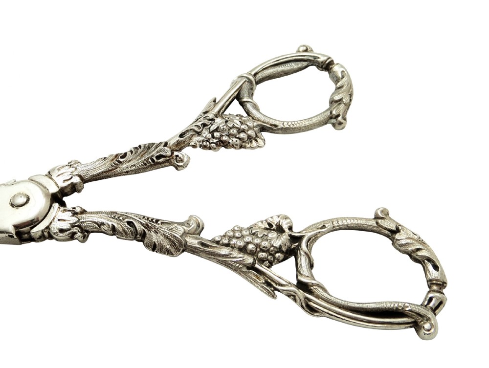 Antique Victorian Sterling Silver Grape Shears / Scissors in Case 1892 View V