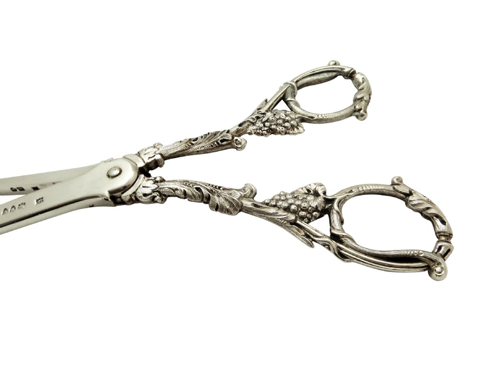 Antique Victorian Sterling Silver Grape Shears / Scissors in Case 1892 View VIII