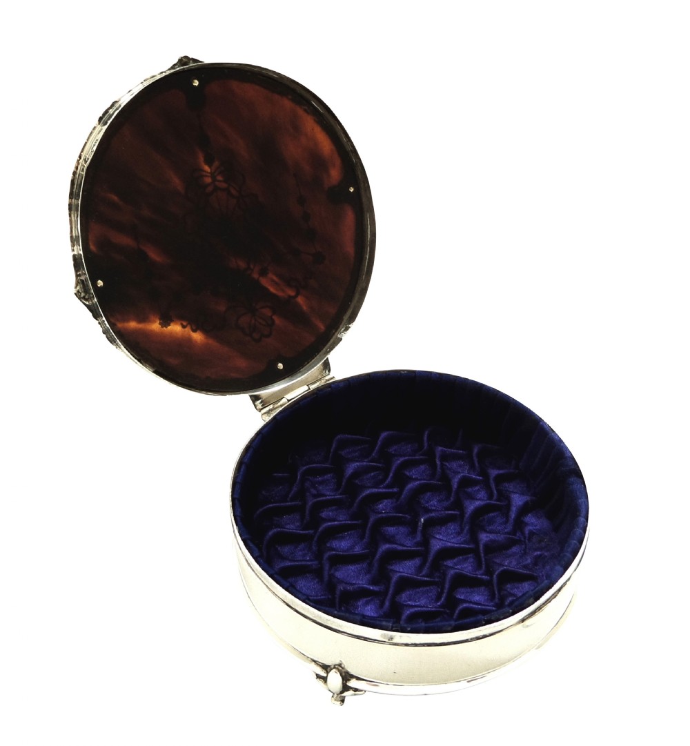 Antique Sterling Silver & Tortoiseshell Trinket Box 1912 View IV