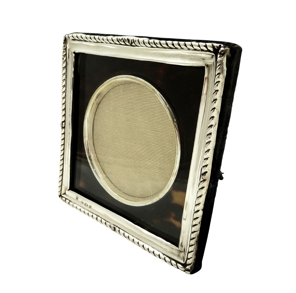 Antique Edwardian Sterling Silver & Tortoiseshell Photo Frame 1905 View V