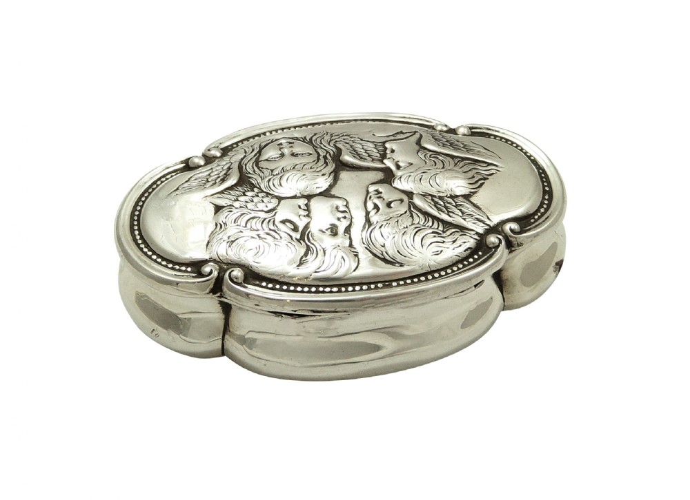 Antique Victorian Sterling Silver 'Cherub' Ring Box 1898 View IV