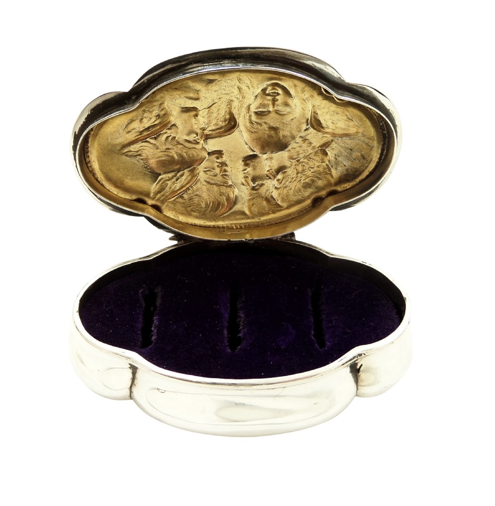 Antique Victorian Sterling Silver 'Cherub' Ring Box 1898 View V