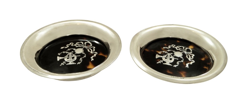 Pair of Antique Sterling Silver & Tortoiseshell Pin Trays 1917 View VII