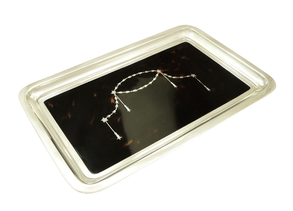 Antique Sterling Silver & Tortoiseshell Dressing Tray 1923 View II