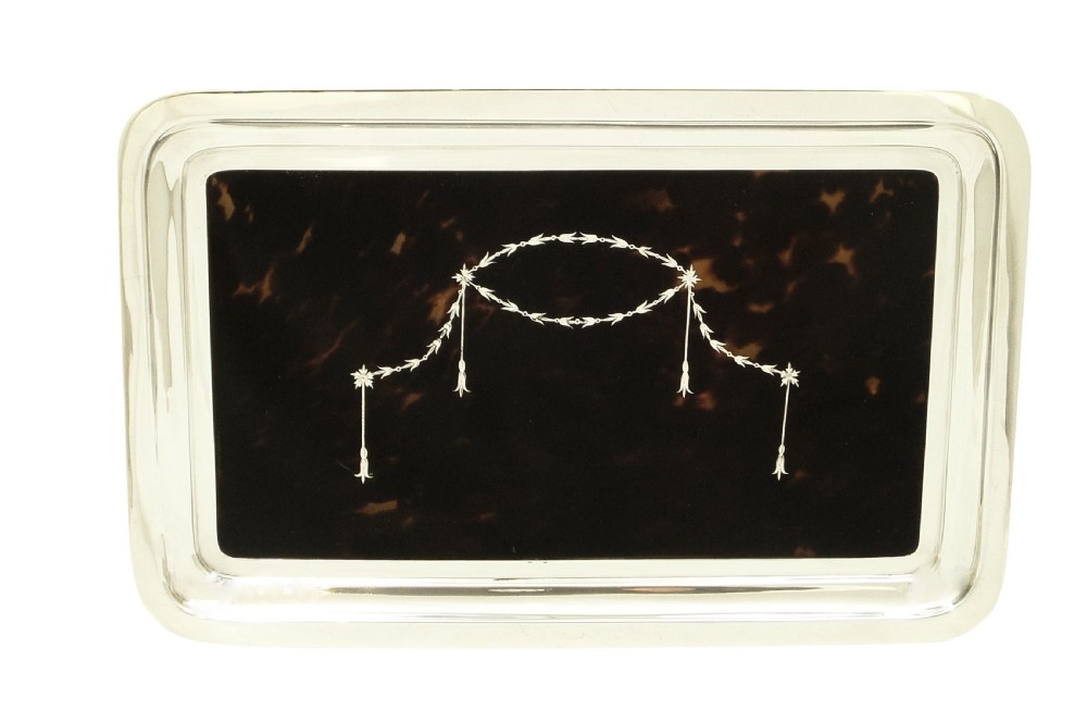 Antique Sterling Silver & Tortoiseshell Dressing Tray 1923 View IV