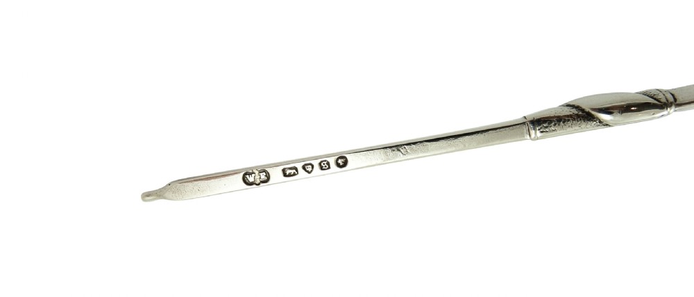 Antique Victorian Sterling Silver Rowing Oar Cocktail Stirrer 1873 View II