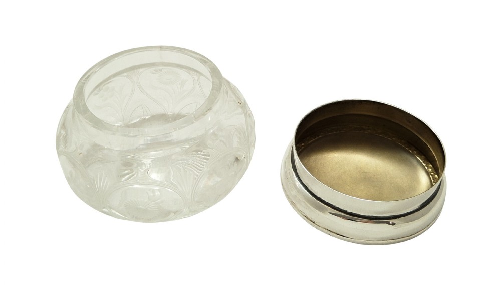 Antique Sterling Silver & Enamel Top Vanity Jar 1928 View VI
