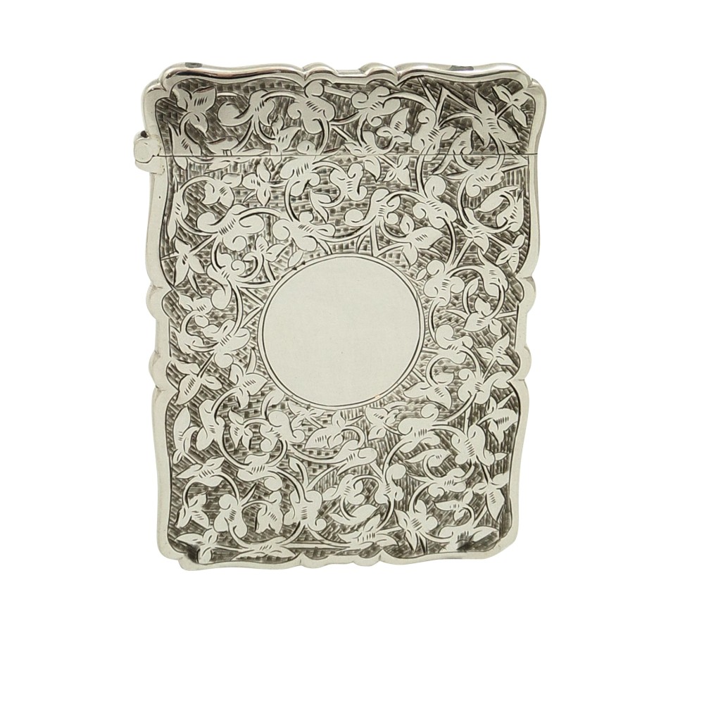 Antique Victorian Sterling Silver Card Case 1886