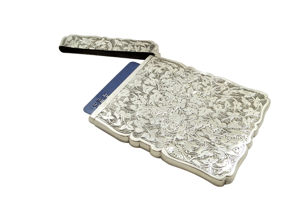 Antique Victorian Sterling Silver Card Case 1886 View VI