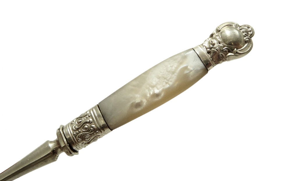 Set 6 Antique Edwardian Sterling Silver & Mother of Pearl Desert Forks 1903/1904 View VII