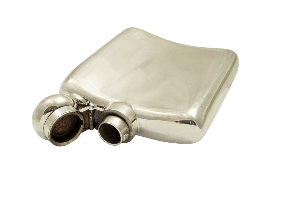 Antique Edwardian Sterling Silver Hip Flask 1906 View VI