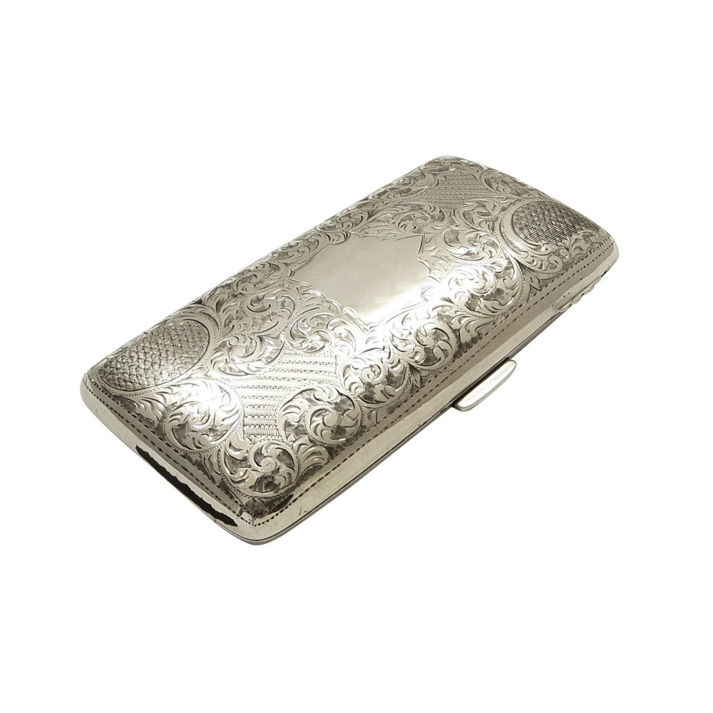 Antique Edwardian Sterling Silver Cigar Case 1904