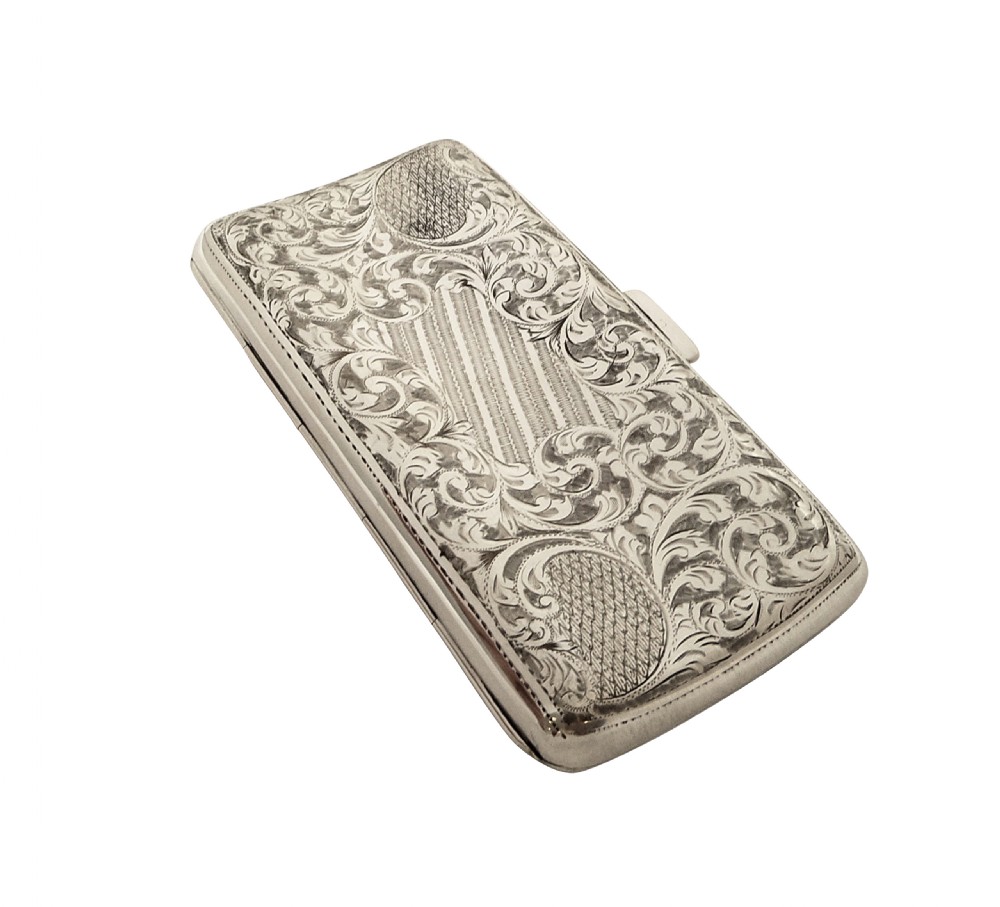Antique Edwardian Sterling Silver Cigar Case 1904 View II