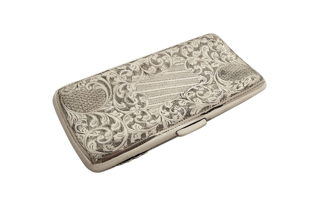 Antique Edwardian Sterling Silver Cigar Case 1904 View V