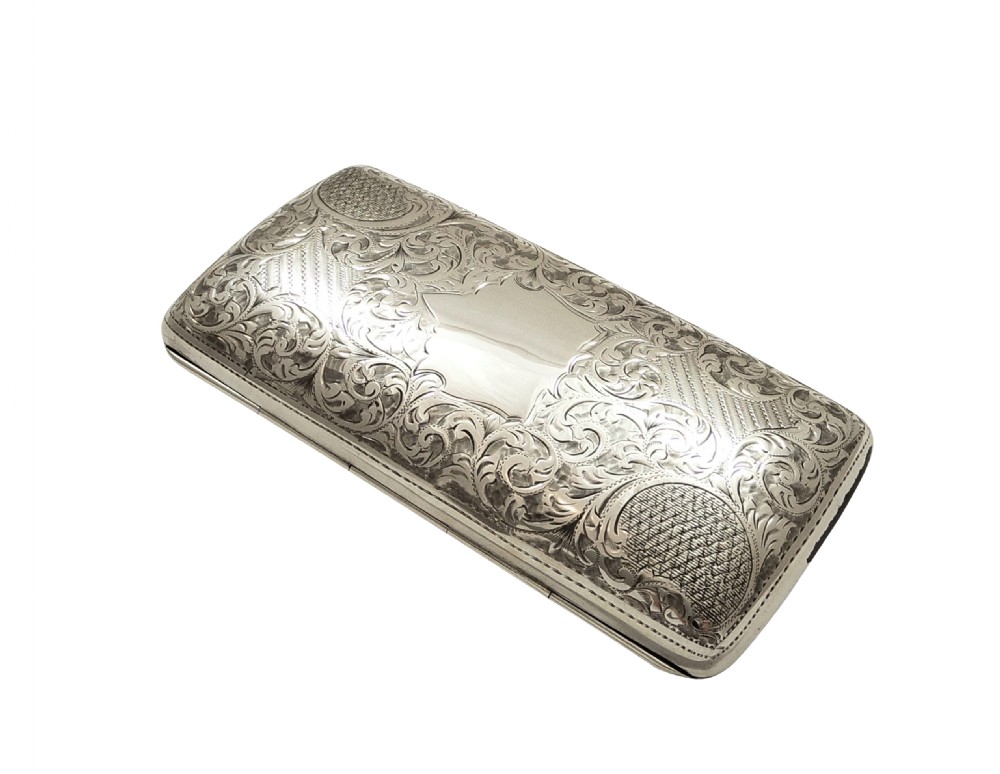 Antique Edwardian Sterling Silver Cigar Case 1904 View VIII