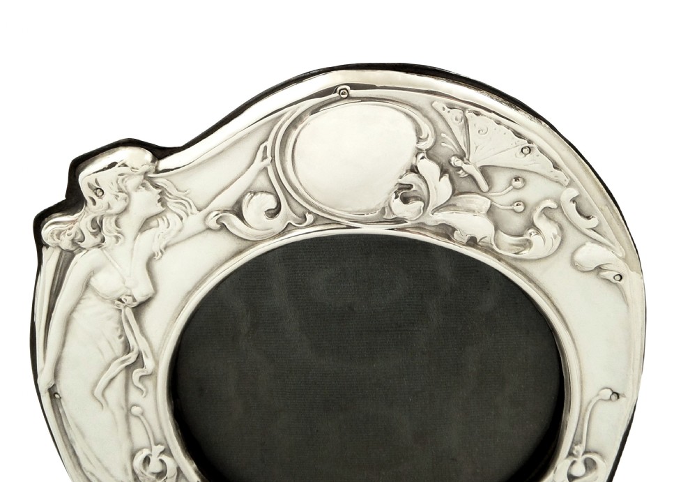 Antique Art Nouveau Sterling Silver Photo Frame 1907 View II