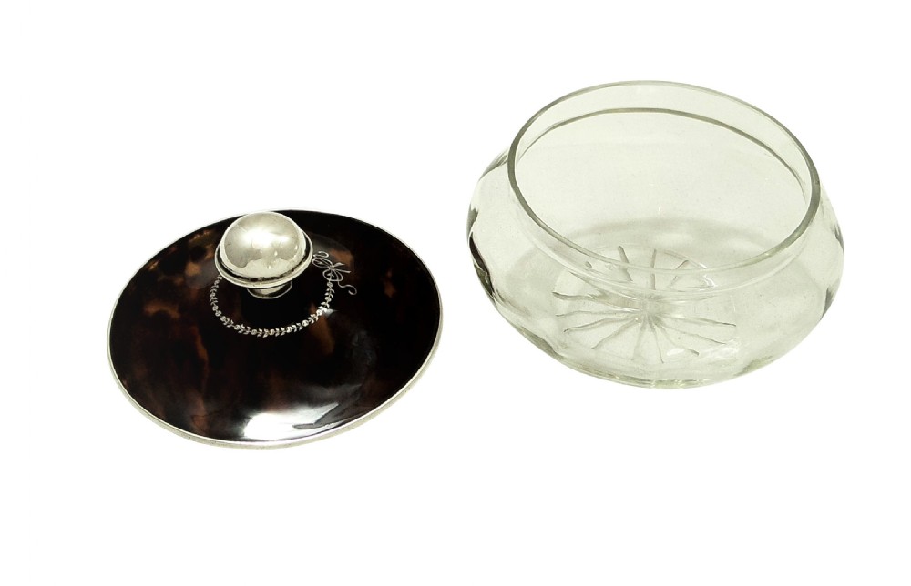 Antique Sterling Silver & Tortoiseshell Vanity / Powder Jar 1926 View IV