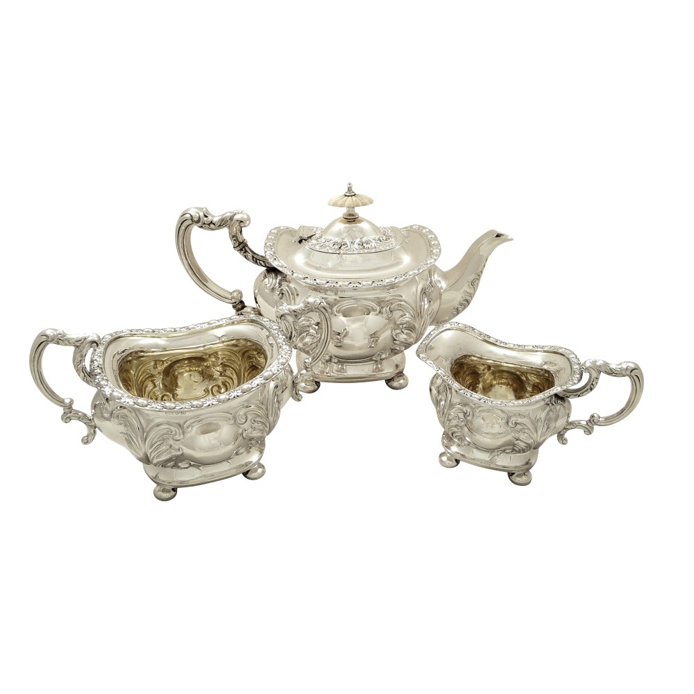 Antique Edwardian Sterling Silver 3 Piece Bachelor Tea Set 1903