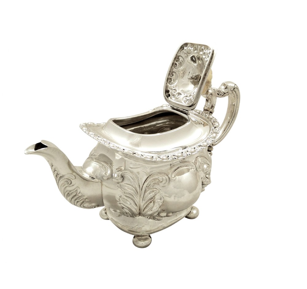 Antique Edwardian Sterling Silver 3 Piece Bachelor Tea Set 1903 View V
