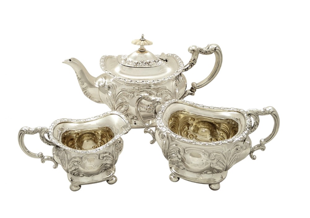 Antique Edwardian Sterling Silver 3 Piece Bachelor Tea Set 1903 View VII