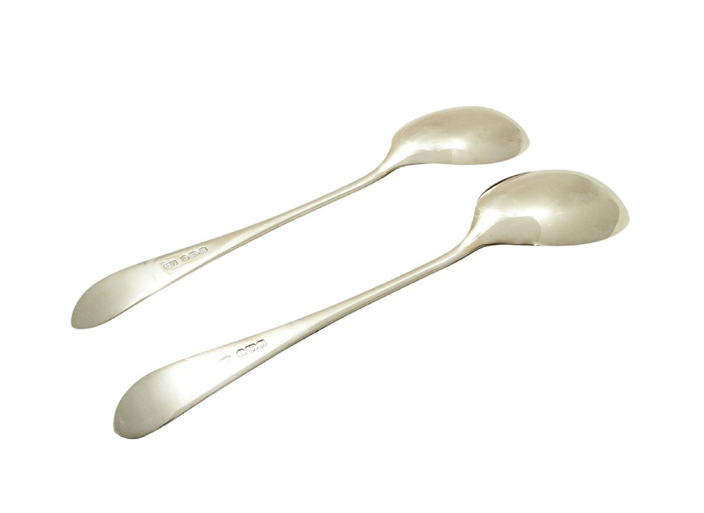 Pair of Antique Victorian Sterling Silver Serving Spoons 1900 View IV
