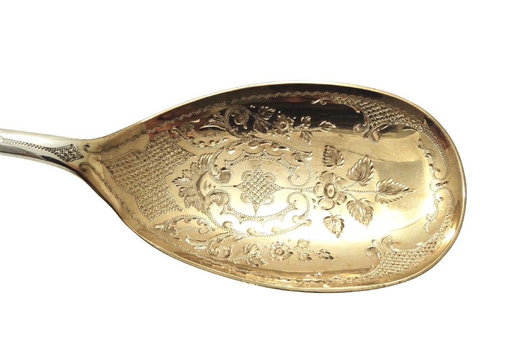 Pair of Antique Victorian Sterling Silver Serving Spoons 1900 View V