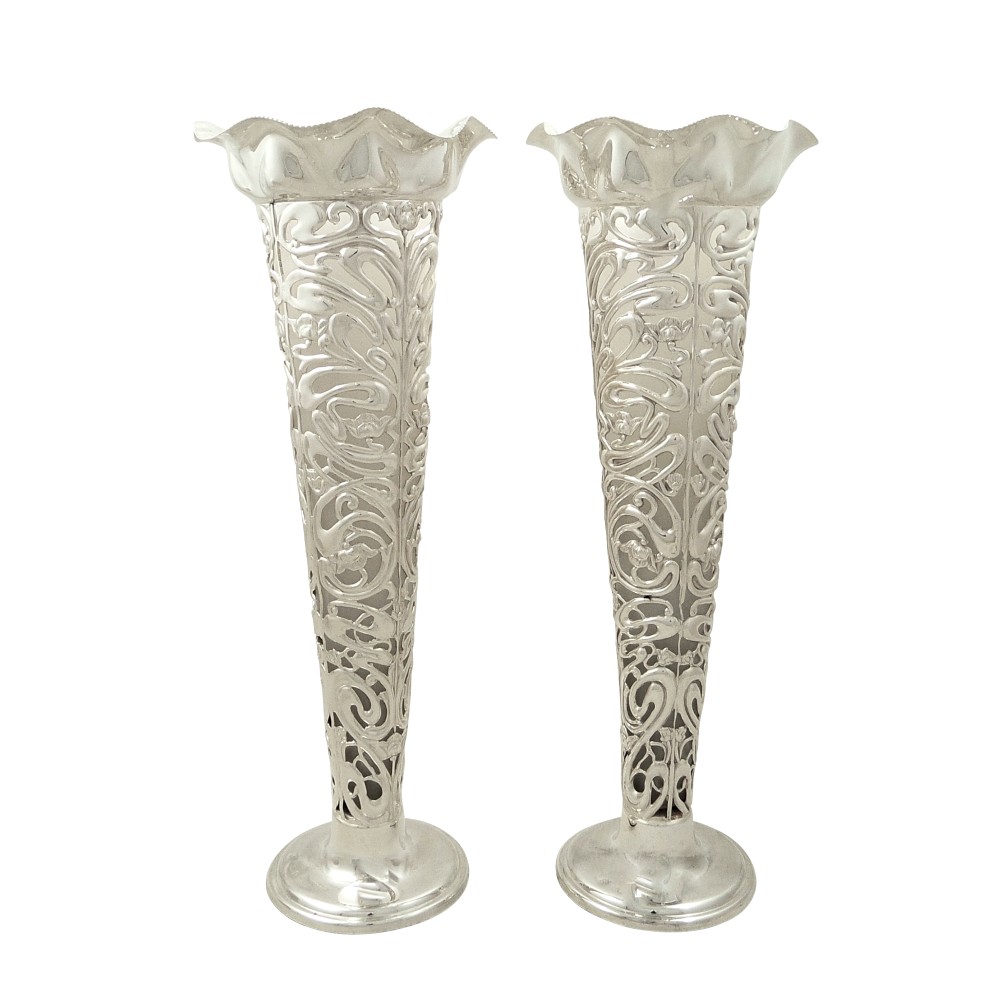 Pair of Antique Art Nouveau Sterling Silver 10 1/2