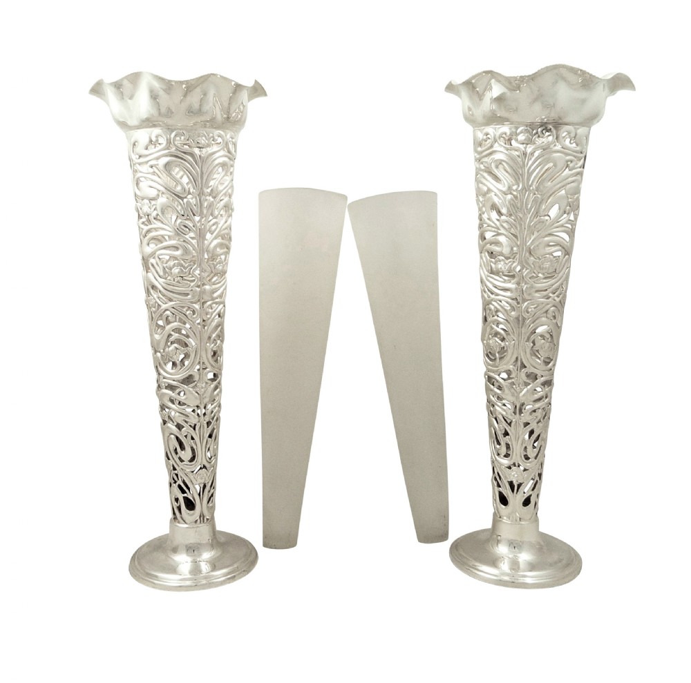 Pair of Antique Art Nouveau Sterling Silver 10 1/2