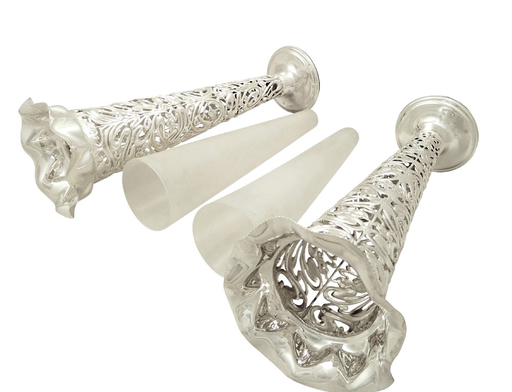 Pair of Antique Art Nouveau Sterling Silver 10 1/2