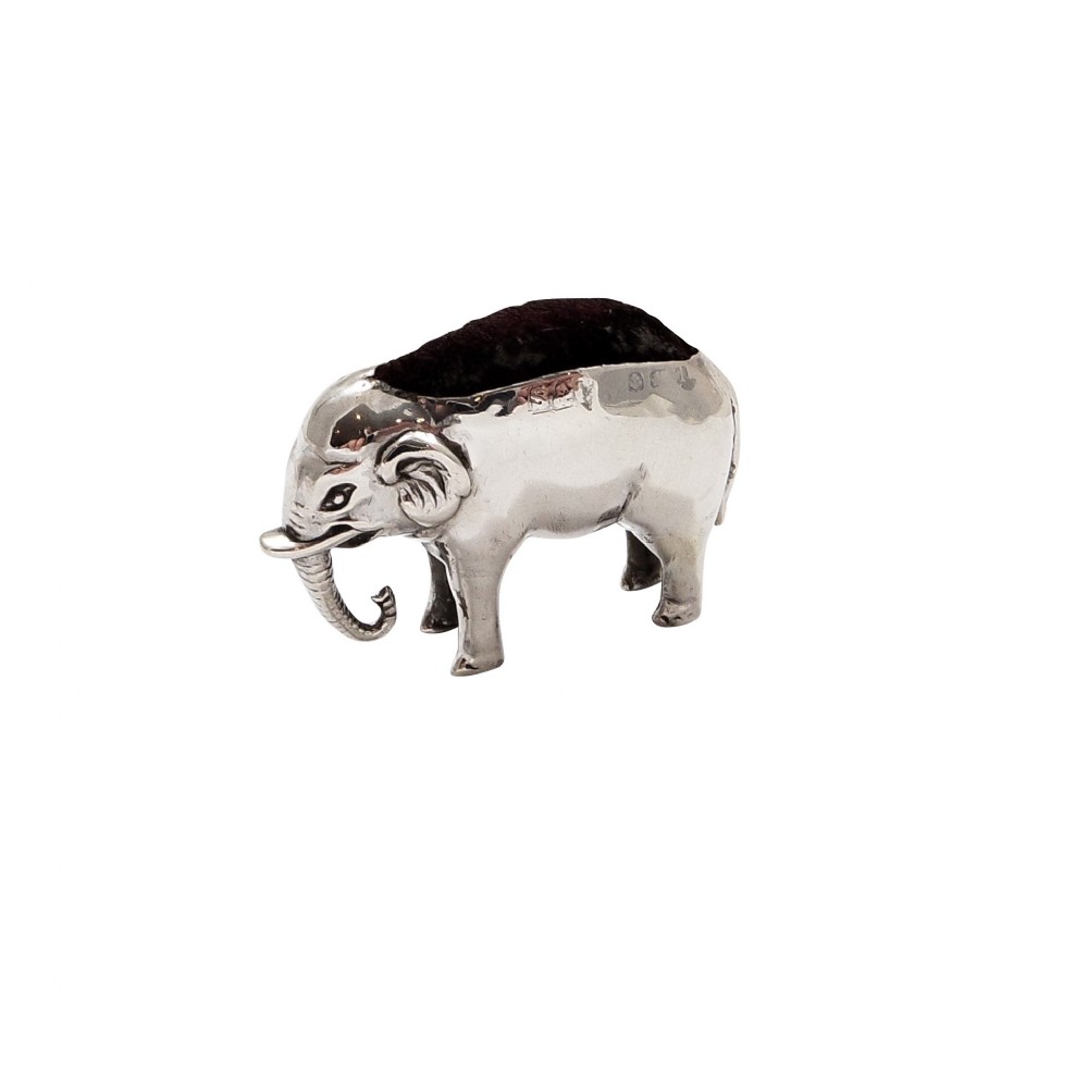 Antique Edwardian Sterling Silver Elephant Pin Cushion 1908