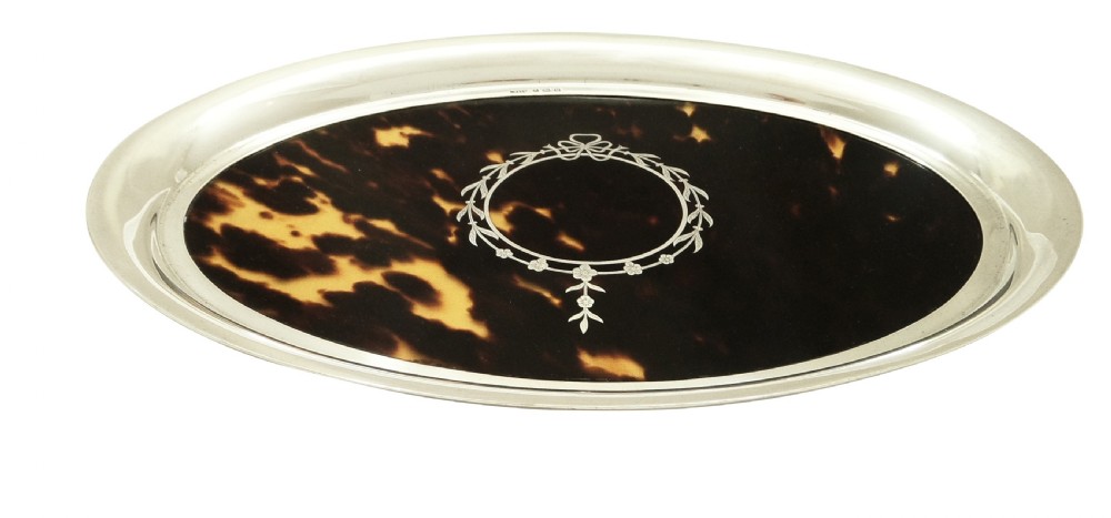 Antique Sterling Silver & Tortoiseshell Dressing Tray 1926 View V