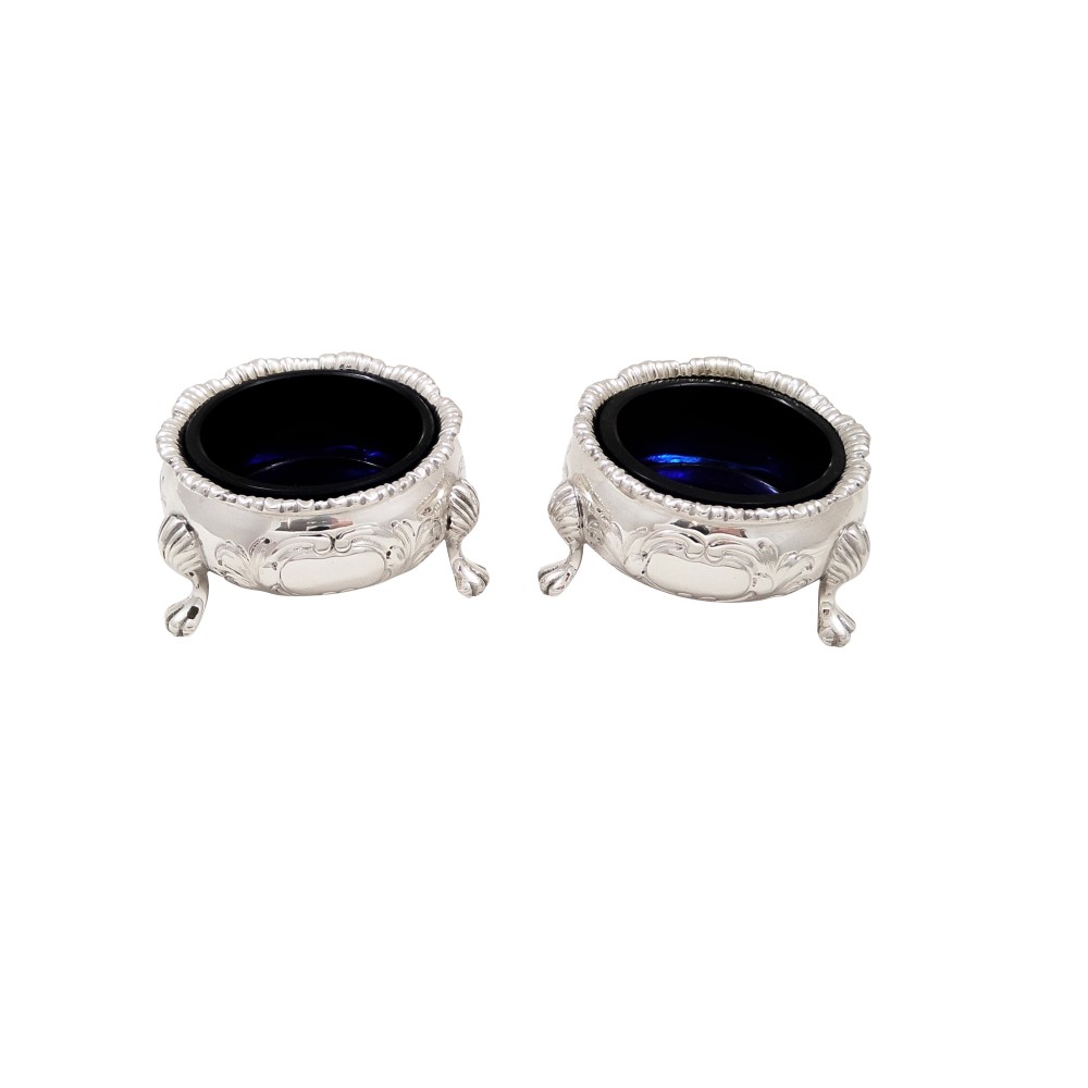 Pair of Antique Victorian Sterling Silver Salts 1872
