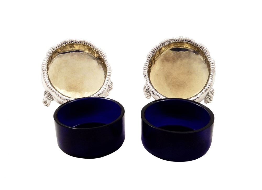 Pair of Antique Victorian Sterling Silver Salts 1872 View II