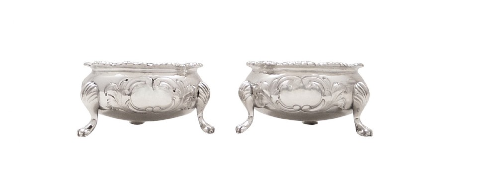 Pair of Antique Victorian Sterling Silver Salts 1872 View IV