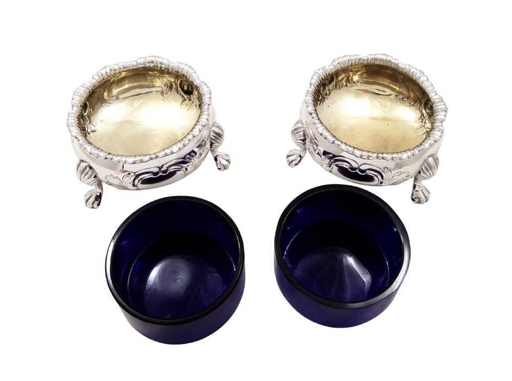 Pair of Antique Victorian Sterling Silver Salts 1872 View V